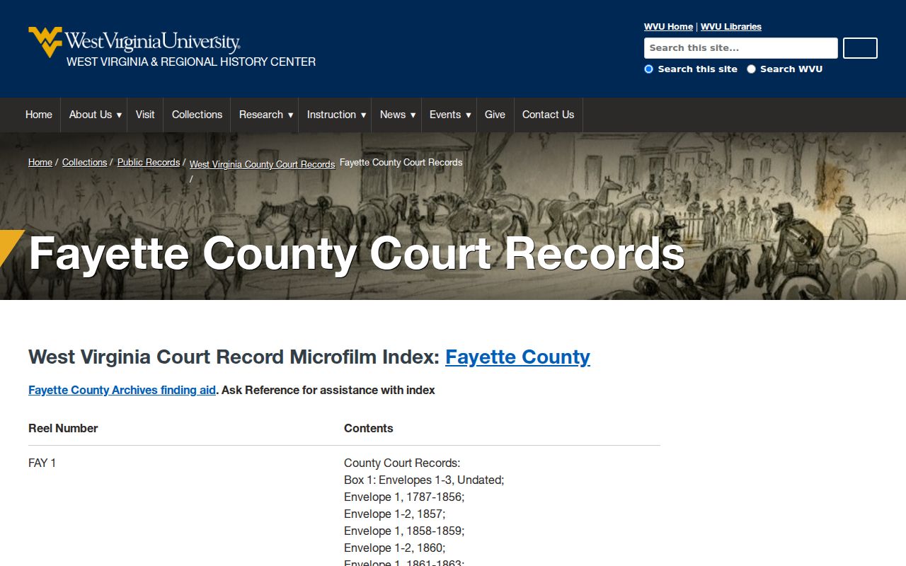Fayette County former owners WVU microfilm and local record collection
