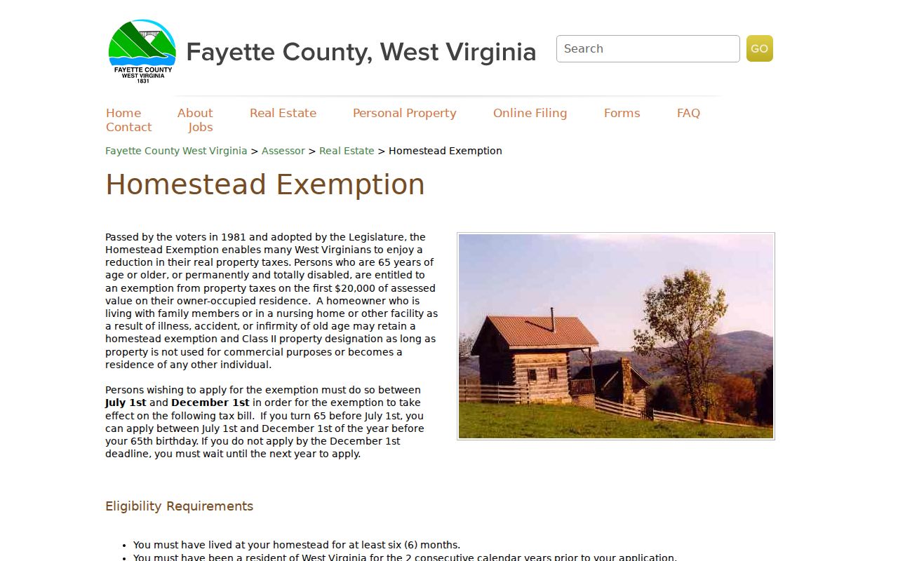 Fayette County property tax records homestead exemption information